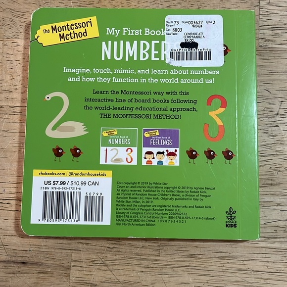 My First Book Of Numbers The Montessori Method Board Book - Picture 2 of 3